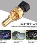 Flygun car engine water temperature sensor; brass body and black connector, Delphi-compatible
