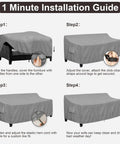 Installation steps for Outdoor Couch Cover For 3-Seater Sofa, Waterproof Patio Furniture Cover With Air Vent And Handles, Fits Up To 78W X 35D X 35H Inches, UV Resistant, Gray.