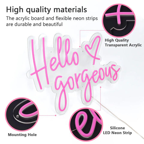 High quality materials of Neon Sign Wall Light With Dimmable Switch For Home Decor LED Neon Wall Art 19.6 By 14.1 Inch