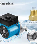 Tough As Nails Residential Hot Water Recirculating Pump One Inch NPT Threading with dimensions labeled clearly.