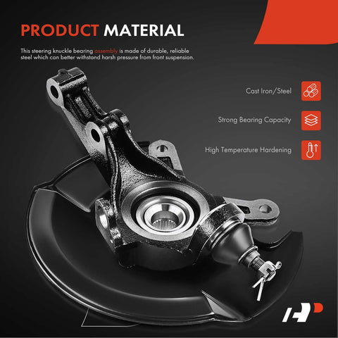 Front Right Steering Knuckle And Wheel Bearing Hub Assembly For Honda Civic 2001 2002 1.7L Passenger Side Direct Replacement Premium Quality Beefy Heavy-Duty Hub And Knuckle For Smooth Steering And Long-Lasting Reliability