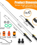 Image of a Stainless Steel Sprayer Wand Kit For Yard, 28 Inch Adjustable Metal Wand With Extension, with connectors and gaskets.