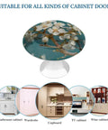 Fresh White Flower Round Cabinet Knobs 2 Pack With Screws Stainless Steel Kitchen Drawer Pulls Bathroom Vanity Furniture Hardware Decorative Handles For Sink Cupboard Make Your Home Look Snazzy round cabinet knob featuring white floral design and stainless steel base suitable for various cabinet types.