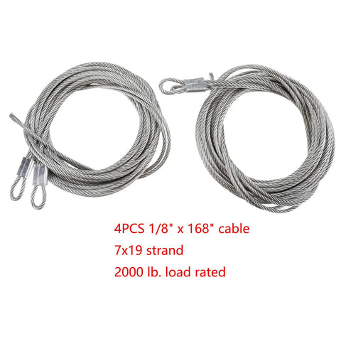 Garage Door Cable And Pulley Kit With 2 Pairs Of Galvanized Aircraft Cables And 4 Heavy Duty 3 Inch Pulley Sheaves Built Tough
