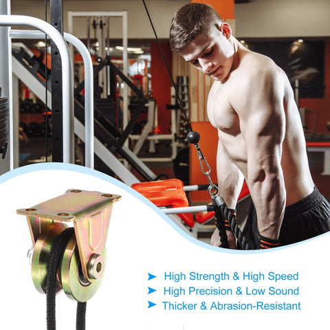 2 Pcs U Groove Pulley Wheel Casters 1 Inch Groove U Type shown beside a man exercising in a gym, promoting high strength and precision