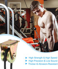 Heavy Duty V Groove Caster 2 Pack Sliding Gate Wheels that glide effortlessly, showcasing a muscular man using gym equipment.