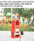Close-up of Heavy Duty Manual And Electric Wire Stripping Machine With Replaceable Blade, showing adjustable wire inlet and pressing plate.