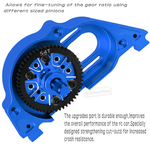 Navy blue RC Gearbox Slipper Clutch Upgrade Kit With 54T Spur Gear And Transmission Cover, featuring detailed close-up view.