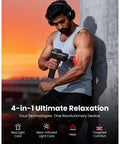 Athlete using X6 Ultra Massage Gun With Heat And Infrared Light Titanium Head Percussion Deep Tissue Massager For Athletes With Six Attachments