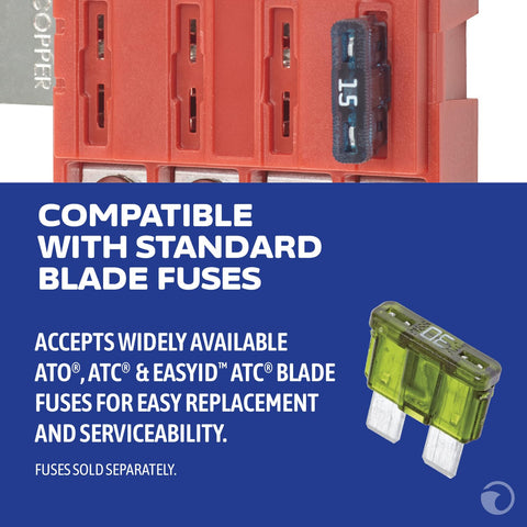 ST Blade Fuse Block Battery Terminal Mount 4 Way Kit Built To Handle Beefy Power, 100 Amp Capacity, Fuse Compatibility