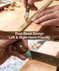 Knockout Dual Bevel Marking Knife Kit Crafted For Serious Woodworkers Featuring Razor Sharp Stainless Blades in use on wood.