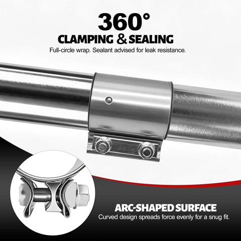 Top Shelf 2.5 Inch Exhaust Clamp And Muffler Sleeve Coupler Forged From Tough As Nails 304 Stainless Steel To Fix Pipe Joints And Quit Those Annoying Backseat Rattles