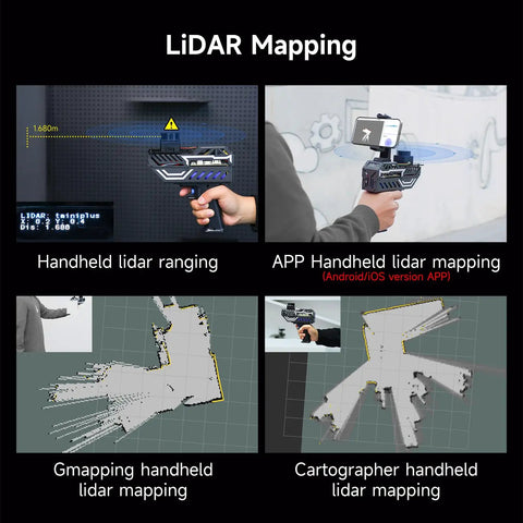 Handheld Scanning Lidar For 3D Mapping And Navigation With MicroROS WiFi Bridge, showing mapping interface and lidar use in field.