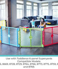 Wall Mount Kit For Baby Play Yards Extends Your Superyard Across Wide Open Spaces, Works With Up To Six Panels, colorful playpen