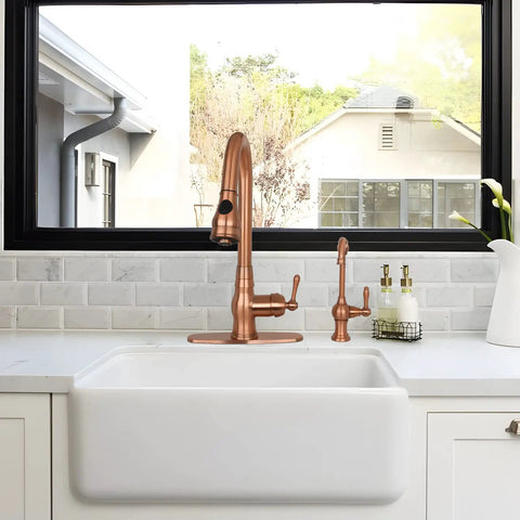 Cold Water Kitchen Water Filter Faucet Brass Body In Antique Copper Finish, 100 Percent Lead Free, High Arc Spout With 360 Degree Rotation