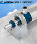 Close-up of Heavy Duty Pneumatic Cylinder Mounting Bracket Kit For 16mm Bore with connecting rod and nut, used with MA/MAL cylinders.