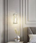Gold Modern Crystal Pendant Light Fixture For Kitchen Island And Dining Room hanging in elegant bedroom scene