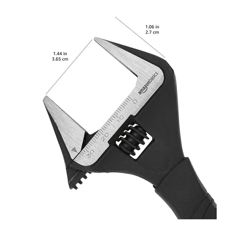6 Inch Drop Forged Adjustable Wrench With Soft Grip And Wide Jaw, Metric And SAE Scales, Rust Resistant For Auto Repair