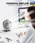 Compact USB Desk Fan Mini Portable With 3 Speed Settings Plug In Power 360 Degree Rotation Quiet Brushless Desktop Cooling