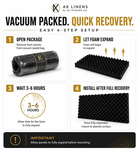 Instructions for Level Up Your Space With These Dope High Density Egg Crate Acoustic Foam Panels 2 Pack 48x24x2 setup process