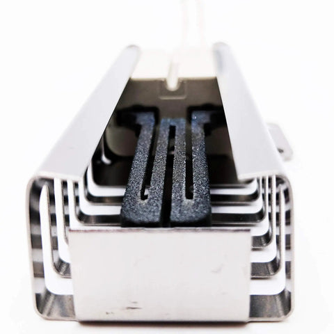 Gas Range Hot Surface Igniter Assembly Replacement For Specific Models Only - 3.4-3.6 Amp - 8 Inch Leads - Close-up of igniter cage