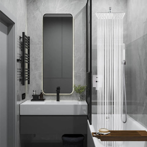 Wall Mount Shower System With Square Rain Shower Head And Hand Sprayer 12 Inch Polished Chrome Finish Rough In Valve Body And Trim Kit