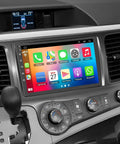 Interior view of Toyota Sienna 2011 2014 Car Radio With Android 13, 9-inch IPS screen, displaying app icons and controls.