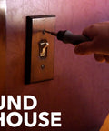 Person using a Cordless Electric Screwdriver With Quick Change Chuck And Six Bits For Quick DIY Screw Fastening to tighten a wall plate.