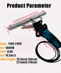 Top Shelf 1800w High Speed Foam Planer Saw For Quick Spray Insulation Cutting And Polyurethane Wall Trimming With 70cm Blade, showing product dimensions.