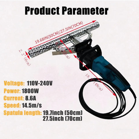 Top Shelf 1800w High Speed Foam Planer Saw For Quick Spray Insulation Cutting And Polyurethane Wall Trimming With 70cm Blade, showing product dimensions.