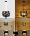 12.6 Inch Farmhouse Chandelier For Dining Room With Three Light Industrial Metal Hanging Light Fixture Rustic Drum Pendant Black