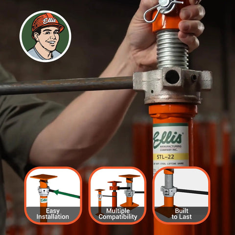 Mini Jack Turning Bar Three Quarter Inch Steel Adjustment Rod For Extra Leverage held against orange jack post