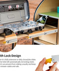 Beefy Heavy Duty Drawer Slides With Lock For Smooth Full Extension Side Mount Ball Bearing Rails 500 Lb Load Capacity demo in kitchen