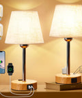 Touch Table Lamps Set Of 2 With USB A And C Ports And 2-Prong Outlet 3-Way Dimmable Bedside Nightstand Lamps In Linen Fabric Shade