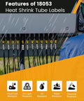 Heavy Duty 9MM Heat Shrink Tube Labels For Wire And Cable Marking Compatible With Dymo Rhino 4200 5000 5200 And 3M Plug Series Industrial Label Makers Built Like A Tank, displayed on electrical cables.