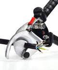 Ratchet Cable Wire Cutter for Cu and Al Wires up to 300mm2, 9.4 Inch Round Section Tool in action on black cables