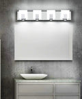 Over Mirror Vanity Lights Three Light Modern Chrome Fixture for Bathroom Stainless Steel Frame with Acrylic Shade