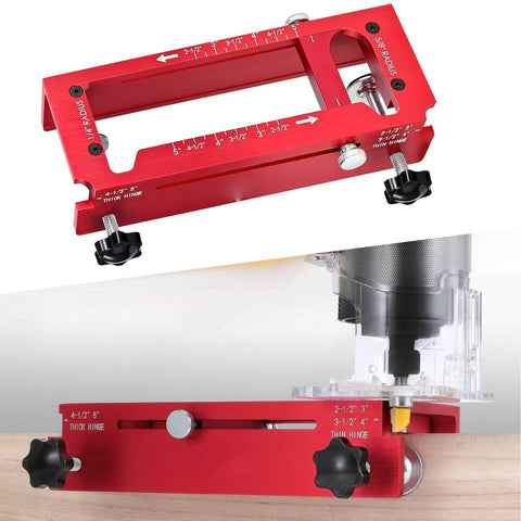 Adjustable Router Jig For Doors With Aluminum Hinge Mortising Template Kit And Precision Depth Gauge Fits 2.5 To 5 Inch Hinges