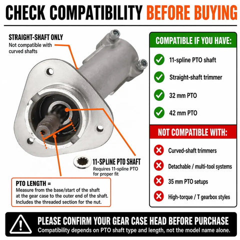 Compatibility guide for Stainless Steel Brush Cutter Blade Adapter Kit For Eleven Spline Straight Shaft 225 And 230 Series