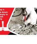 Top Notch M12 X 1.25 Thread Repair Kit For Cars And Trucks Heavy Duty HSS Tap And Die Set Fix Stripped Threads Fast Engine Block Work Reusable Tool step 4 tap down to break tang