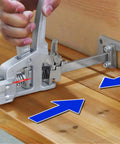 Heavy Duty Arm Lifting Tool For Moving Furniture And Installing Cabinets Doors Or Windows Rigid Carbon Steel Build close-up of tool in use on wooden surface.