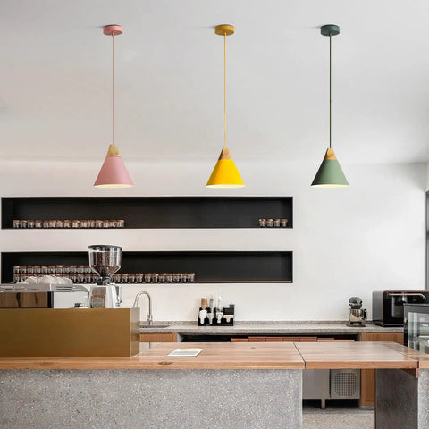 Cone Pendant Lights 3 Pack For Kitchen Island Small Nordic Barn Style Pendant Fixtures Pink Indoor Ceiling Lighting