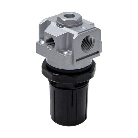Front view of Four Port Regulator For Air Compressor AC0007 Replacement Fits 745903 Heavy Duty Inline Pressure Control Valve