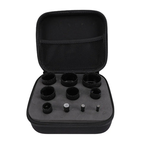 Heavy Duty 10Pcs Serrated Brazing Hole Saw Drill Bits Kit With EVA Guide Jig For Tough Jobs, Carbon Steel Toolset With Thickened Carborundum Coating That Cuts Smoothly Through Metal And Plastics Like A Boss, in zip case