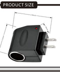 Universal Car Cigarette Lighter Adapter AC To DC Power Converter 220V To 12V, measuring 2.95x2.2x1.16 inches, rugged ABS housing.