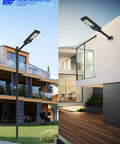 Solar Street Light With Motion Sensor And Dusk To Dawn, 6500K Daylight White, 300000LM 1000W Waterproof LED mounted on poles