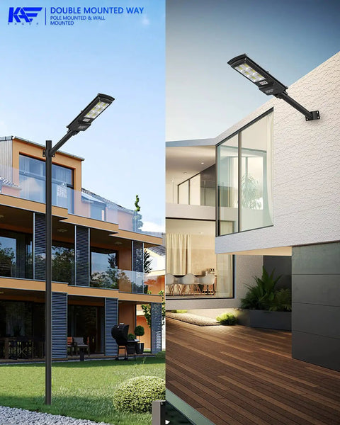 Solar Street Light With Motion Sensor And Dusk To Dawn, 6500K Daylight White, 300000LM 1000W Waterproof LED mounted on poles