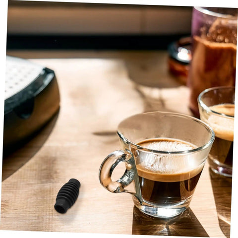 Espresso Machine Steam Wand Cover And Insulation Guard For Safe Burn Free Frothing with espresso cups on wooden table