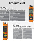 Komshine KPM-11M optical power meter and KFL-11M visual fault locator, orange handheld fiber test tools