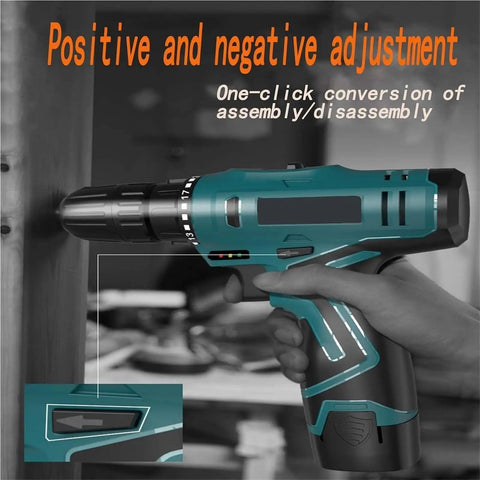 Total Ripper Cordless Drill 168 Volt Rechargeable Power Tool with ergonomic grip for easy assembly and disassembly.